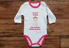 Detské kojenecké body TU VELÍ TATINO | Veľkosť: 3 mesiace | Biela / ružová