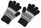 Pánske vlnené rukavice s nórskym vzorom | Čierna