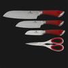 4 ks BerlingerHaus Santoku nože s nožnicami (červené)