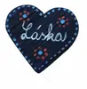 Drevené srdiečko magnet "Láska" (modré / modro-červený kvietok)
