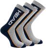 3 Páry vysokých ponožiek unisex Head Stripe F | Veľkosť: 35-38 | Modrá / sivá