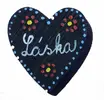 Drevené srdiečko magnet "Láska" (modré / žlto-červený kvietok)