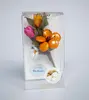 Kytica sasaniek a tulipánov v krabičke