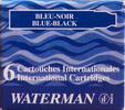 6 x Bombička do pera Waterman Blue Noir (čierna)