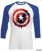 Pánske tričko s 3/4 rukávom Marvel Comics / Captain America Splat | Veľkosť: M | Biela