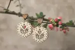 Dámske drevené náušnice (kruh + tulipány) | Béžová
