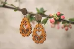 Dámske drevené náušnice (slzy + tulipány) | Hnedá
