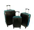 Sada 3 cestovných škrupinových kufrov HC663 (L + XL+ XXL) | Black / Zipper Blue