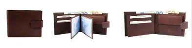 Pánska kožená peňaženka AKZENT so zapínaním - Tmavohnedá