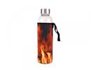 Sklenená fľaša na vodu v neoprénovom obale - Plameny ohňa