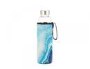Sklenená fľaša na vodu v neoprénovom obale - Modrý achát