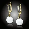 Pozlátené perlové náušnice Marianne - White Pearl