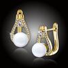 Pozlátené perlové náušnice Venus - White Pearl