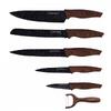 6-dielna Sada nožov so škrabkou Royalty Line RL-ST5W (čierna + hnedá)