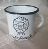 300 ml Plechový hrnček "Folklórna ovečka" (biely)