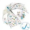 Detský transparentný poloautomatický dáždnik s píšťalkou | Dúhový dinosaurus + modrá