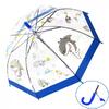 Detský transparentný poloautomatický dáždnik s píšťalkou | Žralok + modrá