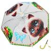 Detský poloautomatický dáždnik s píšťalkou | Mačička + tmavozelená