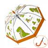 Detský transparentný poloautomatický dáždnik s píšťalkou | Dinosaurus + oranžová