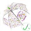 Detský transparentný poloautomatický dáždnik s píšťalkou | Dúhový dinosaurus + zelená