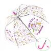 Detský transparentný poloautomatický dáždnik s píšťalkou | Dúhový dinosaurus + ružová