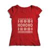 Dámske tričko s nórskym vzorom HoHoHo | Veľkosť: XS | Červená