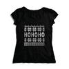 Dámske tričko s nórskym vzorom HoHoHo | Veľkosť: XS | Čierna