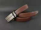 Pánsky kožený opasok s automatickou prackou (704025) | Veľkosť: 90 cm | Hnedá
