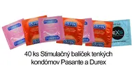 40 ks Stimulačný balíček tenkých a hrejivých kondómov Pasante EXS