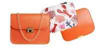 2-dizajnová Dámska crossbody kabelka s 2 vymeniteľnými klopami | Koralová / Motívy: Koralový + korálový rak