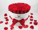 Valentínsky okrúhly box ruží / veľkosť L | Biela