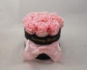 Luxusný okrúhly box trvácnych ruží | Balenie: Čierny box | Ružová