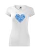 Dámske tričko s výšivkou ľudového srdiečka (17 D0-1064) | Veľkosť: XS | Biela + modré srdce