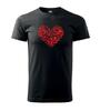 Pánske tričko s výšivkou ľudového srdiečka (17 P1-C) | Veľkosť: S | Čierna + červené srdce