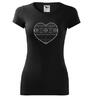 Dámske tričko s výšivkou ľudového srdiečka (13 D1-B) | Veľkosť: XS | Čierna + biele srdce