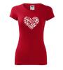 Dámske tričko s výšivkou ľudového srdiečka (17 D7B) | Veľkosť: XS | Červená + biele srdce