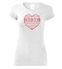 Dámske tričko s výšivkou ľudového srdiečka (krížiková výšivka) | Veľkosť: XS | Biela + červené srdce