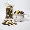 200 ml Bodkovaný ručne maľovaný hrnček / 250 g MIX čokoládových dukátov | Biela