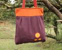 Dámska vlnená taška | Fialová + oranžová / kvet