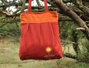 Dámska vlnená taška | Červená + oranžová / kvet