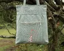 Dámska elegantná taška | Zelenosivá / červená mačka