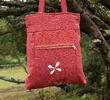 Dámska elegantná taška | Červená / kvet