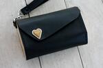 Dámska listová kabelka "Srdce Liptova" | Čierna pigmentovaná koža