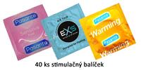 40 ks Stimulačný balíček tenkých a hrejivých kondómov Pasante EXS