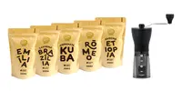 6-dielny SET Najpredávanejších káv + Ručný mlynček Hario Mini Mill Slim Plus
