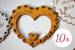 10 x Svadobná maľovaná magnetka s vlastným gravírovaním "Veľké srdce / labúťky" | Zlatá