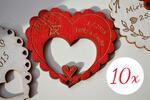 10 x Svadobná maľovaná magnetka s vlastným gravírovaním "Srdce / labúťky" | Červená