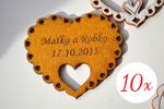 10 x Svadobná maľovaná magnetka s vlastným gravírovaním "Srdce v srdci" | Zlatá