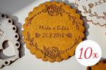 10 x Svadobná maľovaná magnetka s vlastným gravírovaním "Kruh / ruže" | Zlatá
