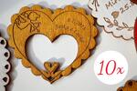 10 x Svadobná maľovaná magnetka s vlastným gravírovaním "Srdce / labúťky" | Zlatá